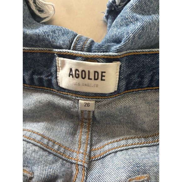 AGOLDE Womens Parker Distressed Cut Off Denim Shorts Button Fly Size 26 - Picture 2 of 7